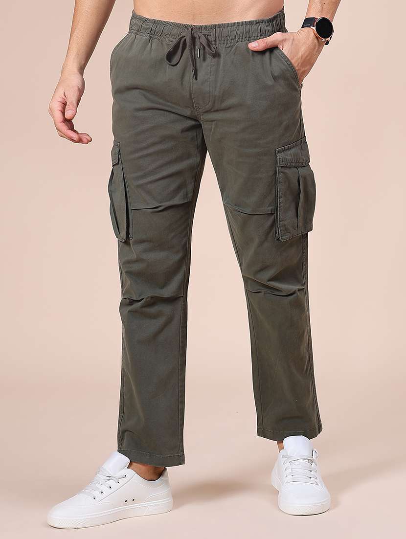men solid mid rise cargo - 21936316 -  Standard Image - 1
