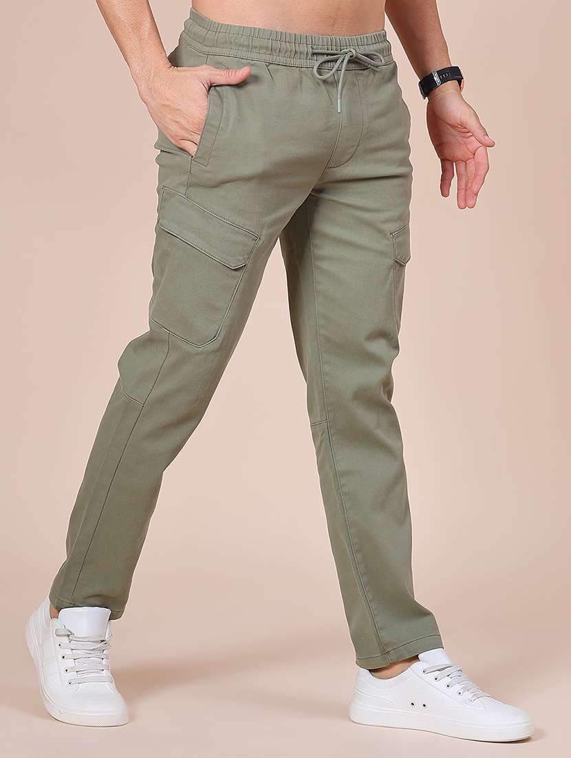 men solid mid rise cargo - 21936317 -  Standard Image - 1