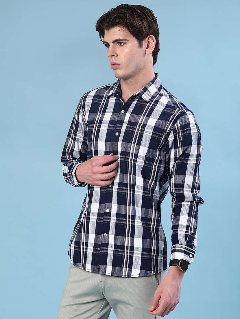 men checkered long sleeve regualr fit casual shirt - 21936318 -  Standard Image - 1