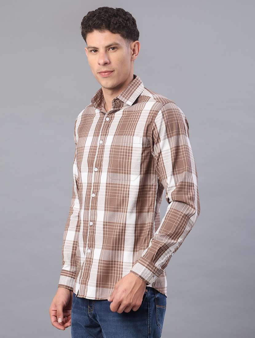 men checkered long sleeve regualr fit casual shirt - 21936550 -  Standard Image - 1