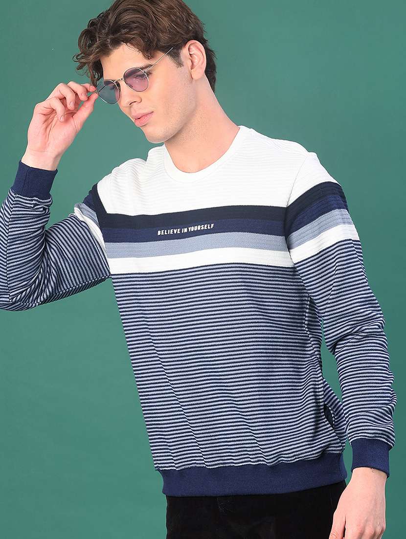 men striped long sleeve sweatshirt