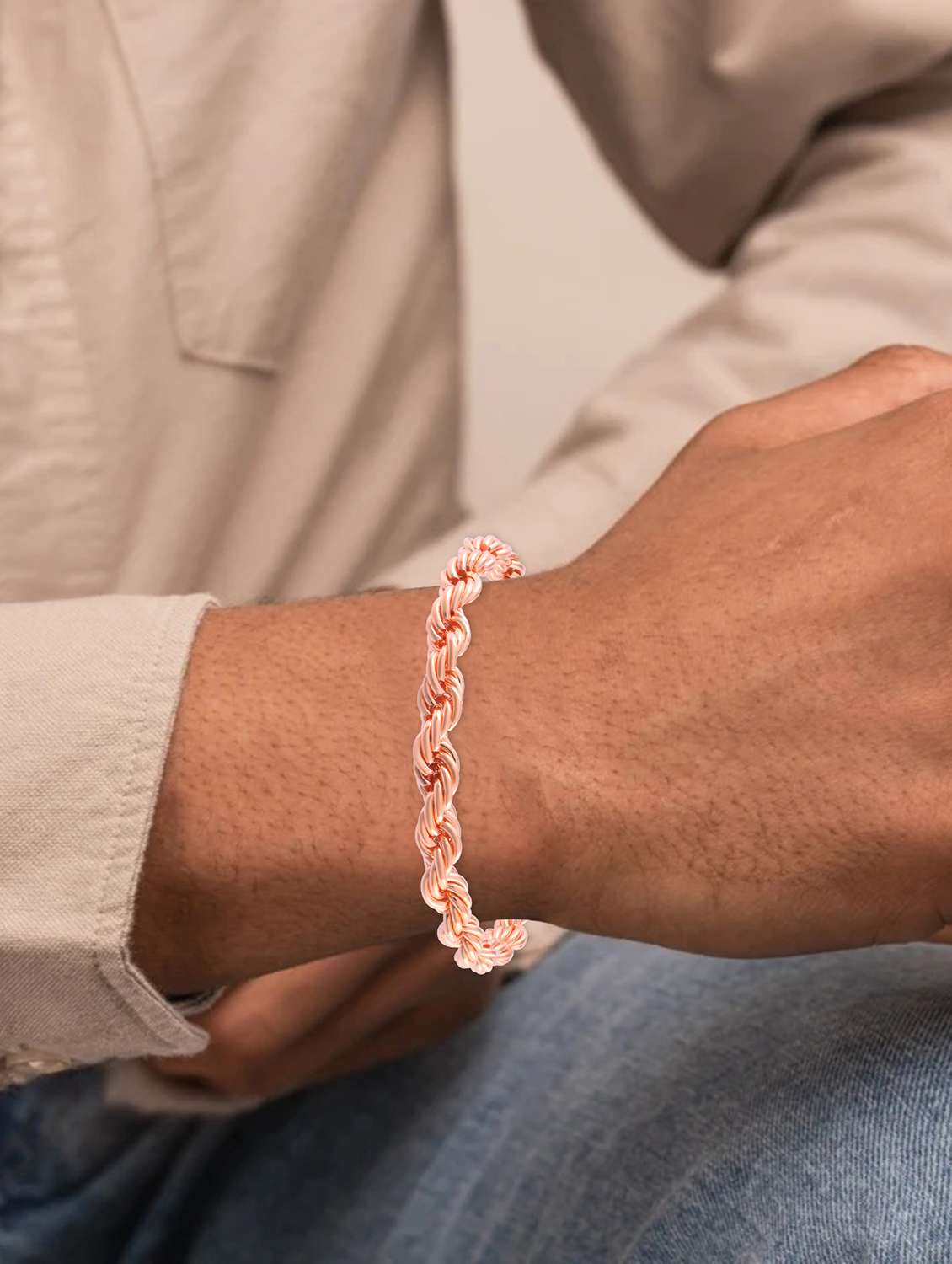 classic copper twisted chain link unisex bracelet - 21936648 -  Standard Image - 4