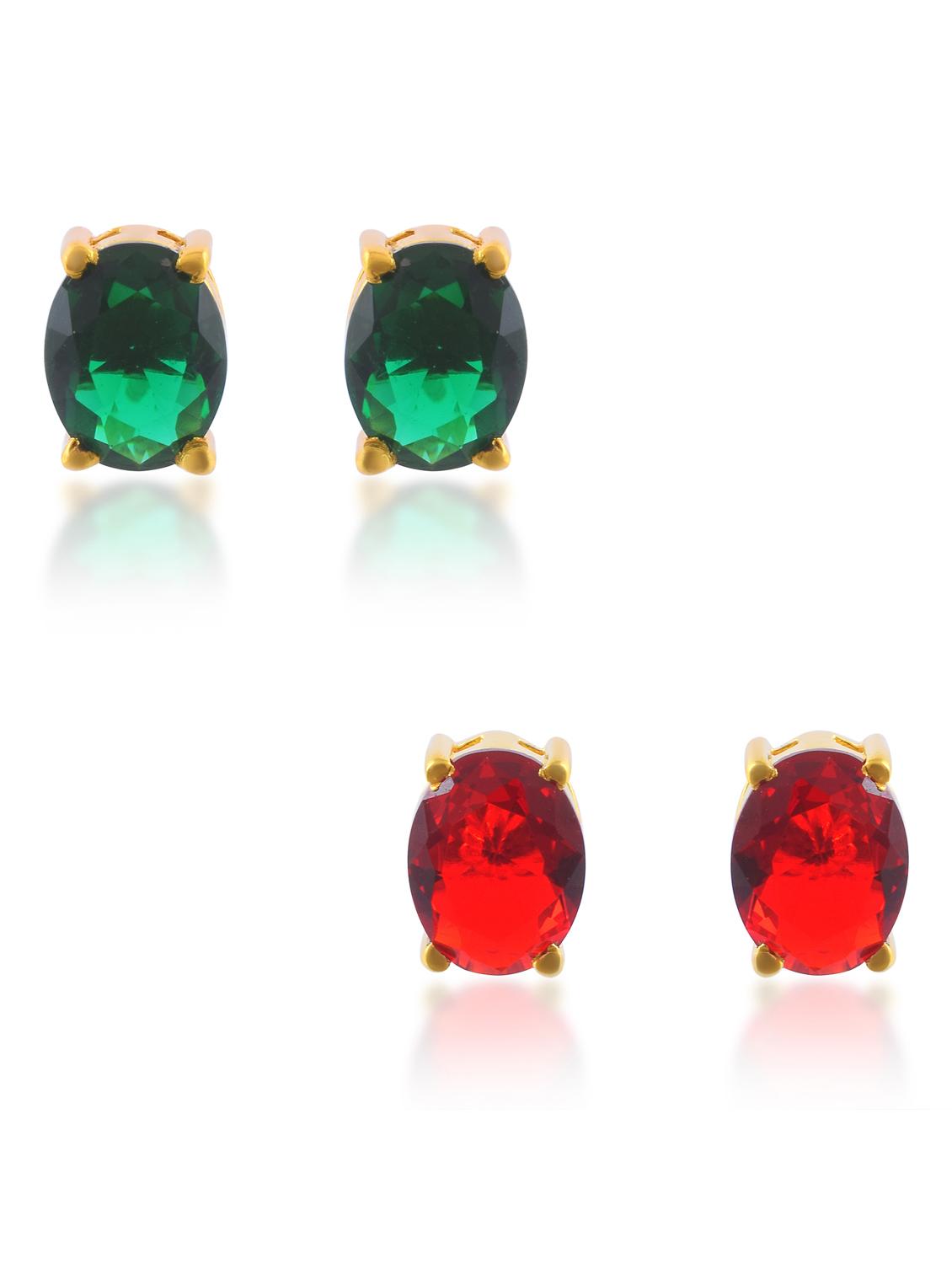 women pack of 2 stone studded stud earring - 21936655 -  Standard Image - 1