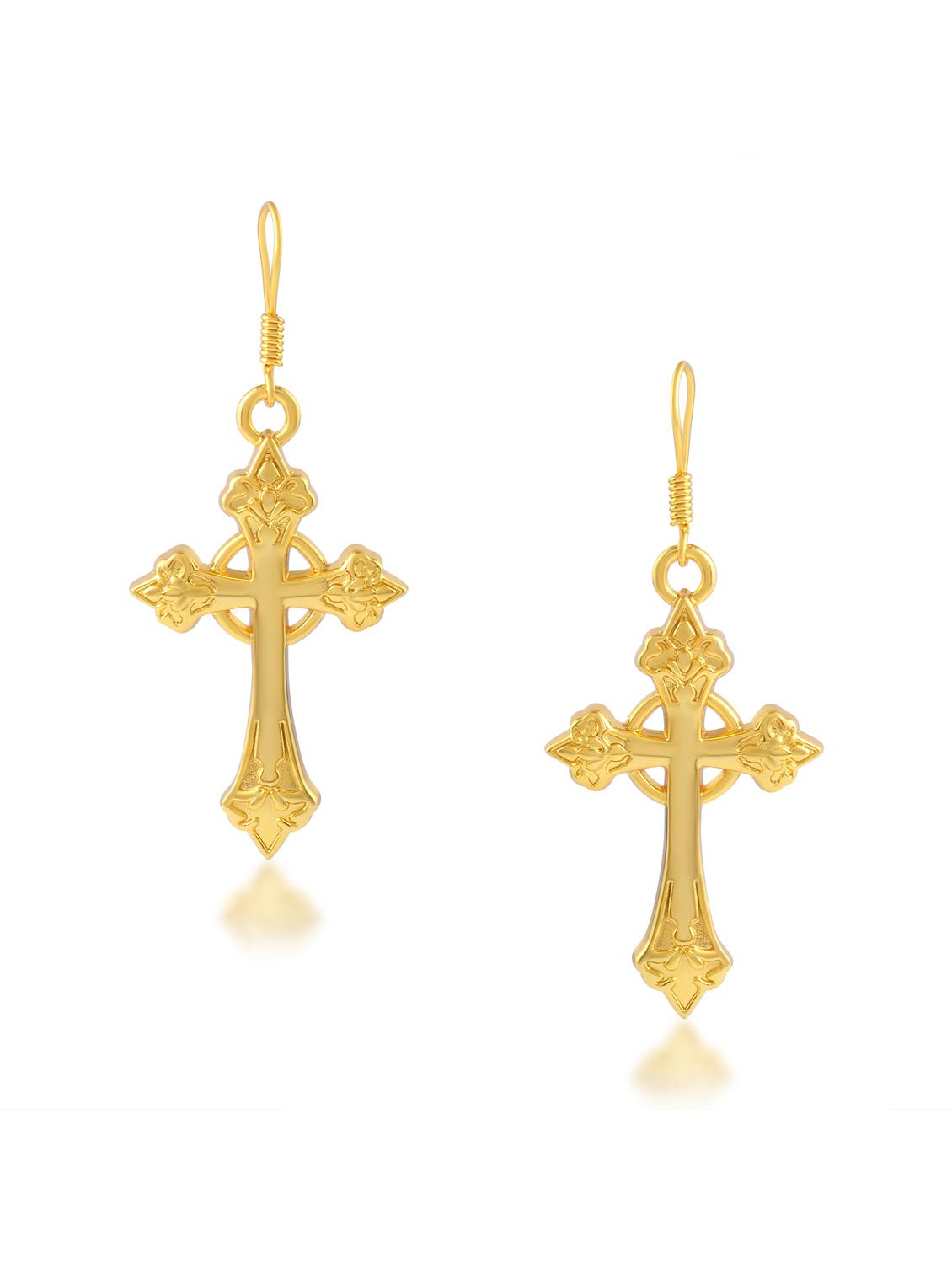 women gold tone cross drop earrings - 21936720 - Standard Image - 1