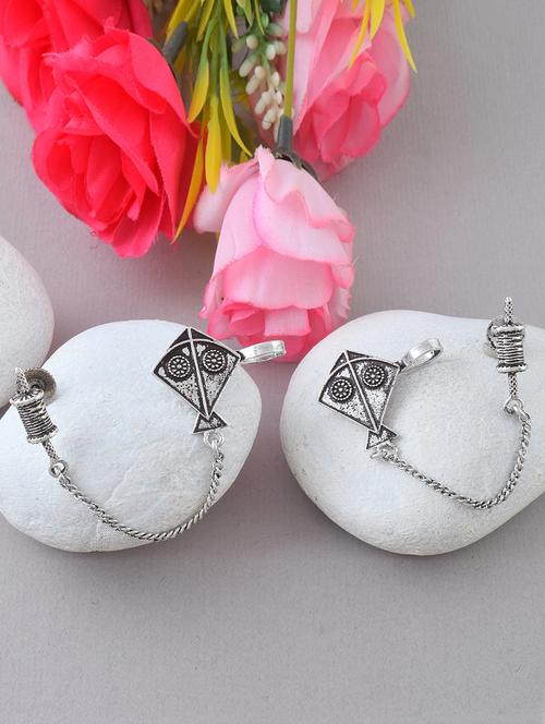 oxidised silver plated kite shaped earcuff - 21936724 - Standard Image - 0