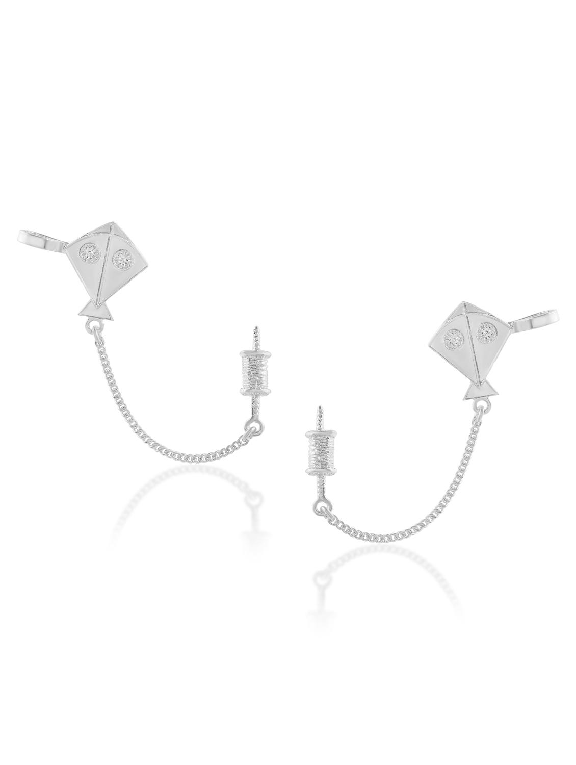 oxidised silver plated kite shaped earcuff - 21936724 - Standard Image - 1