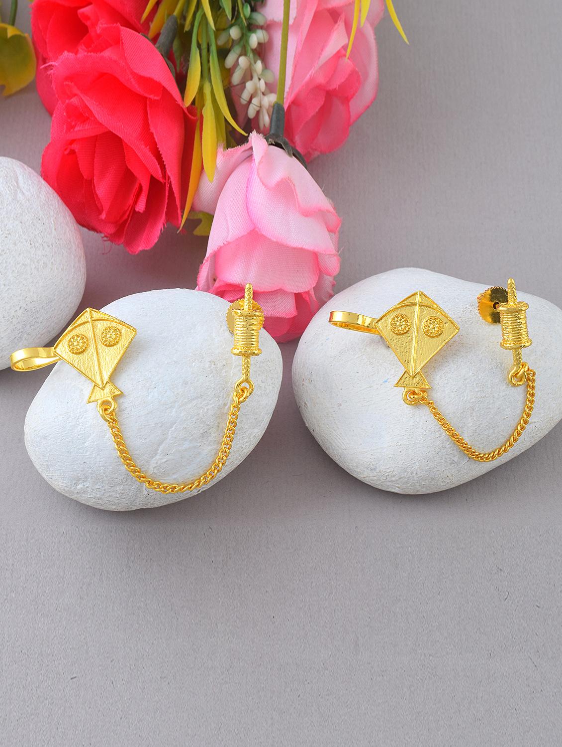 women gold plated kite shaped earcuff