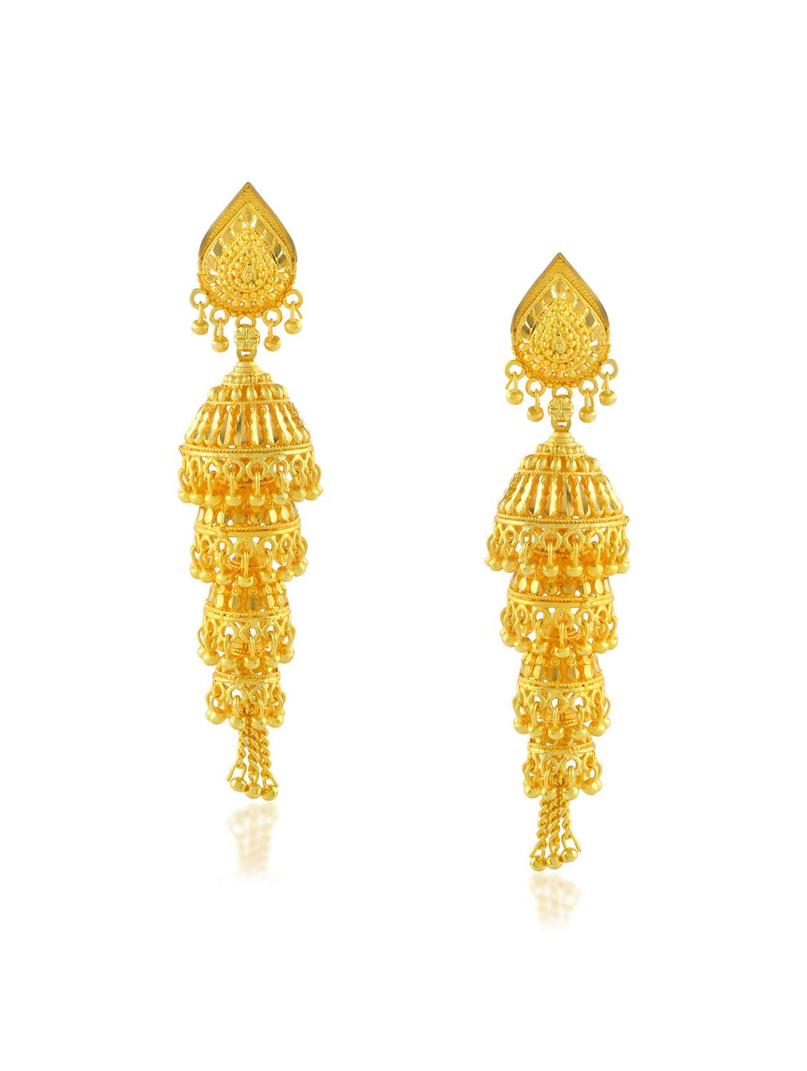 gold plated handcrafted jhumka earrings - 21936727 -  Standard Image - 1