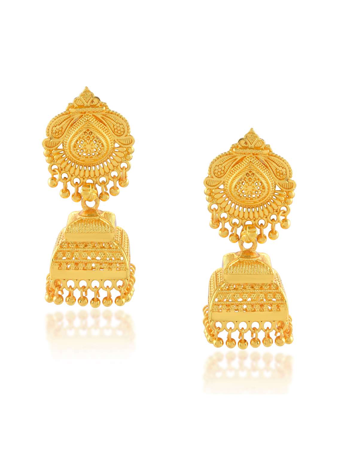 women gold plated jhumka earrings  - 21936729 -  Standard Image - 1