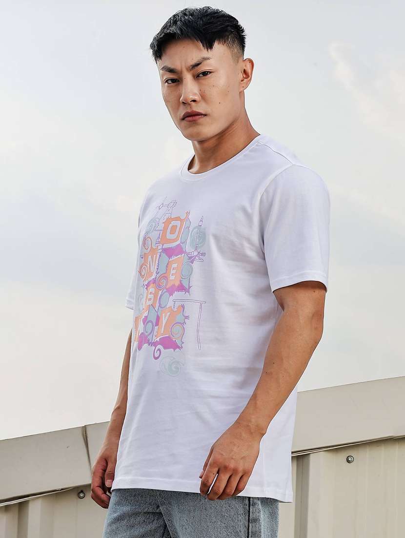 men front print round neck regular fit t-shirt - 21936735 - Standard Image - 4