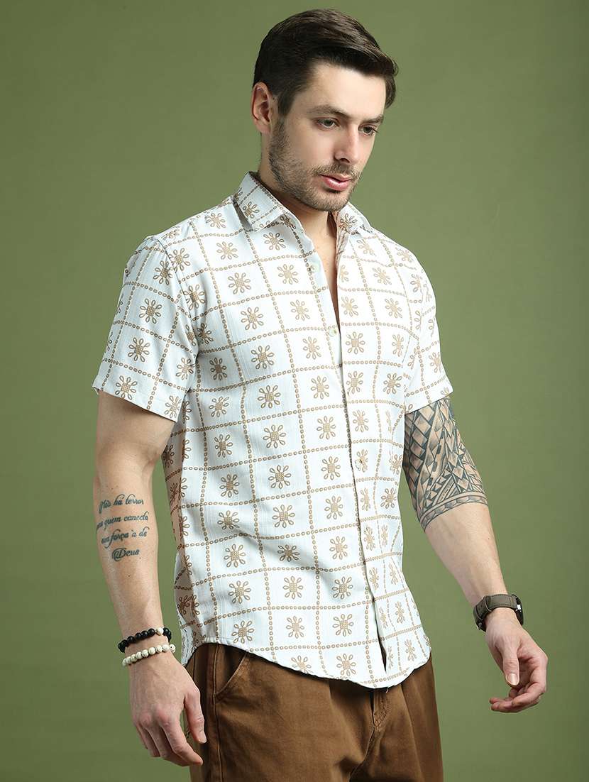 men floral short sleeve regular fit casual shirt - 21936790 -  Standard Image - 1
