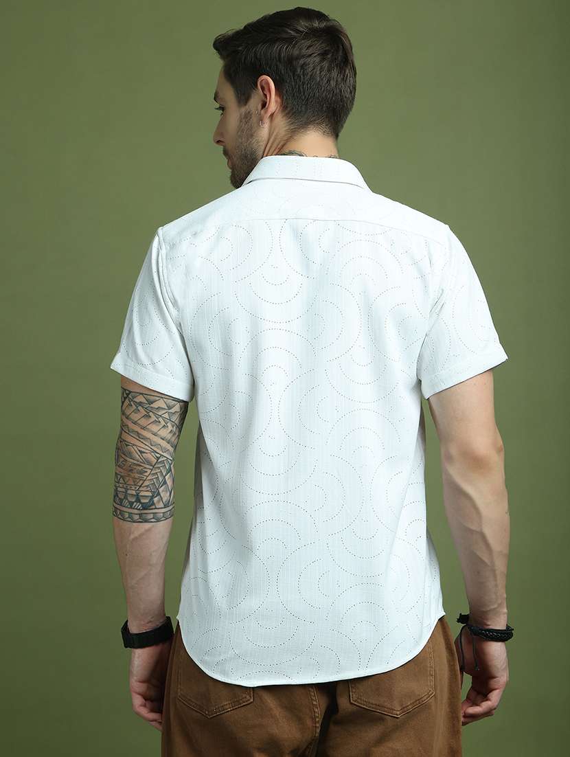 men self design short sleeve slim fit casual shirt - 21936791 -  Standard Image - 4