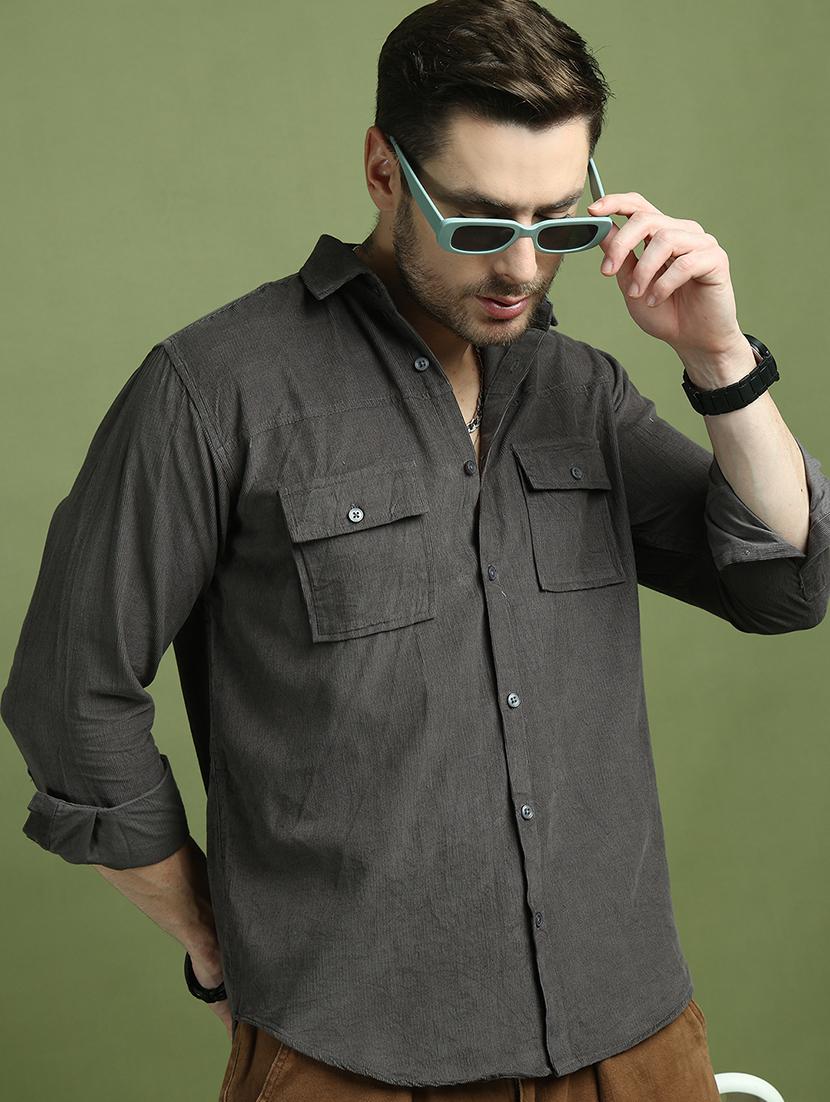 men solid long sleeve regular fit casual shirt - 21936792 - Zoom Image - 0