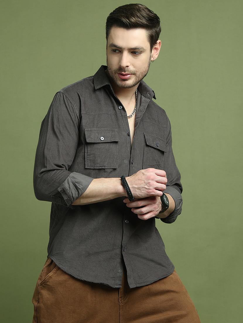 men solid long sleeve regular fit casual shirt - 21936792 - Standard Image - 1
