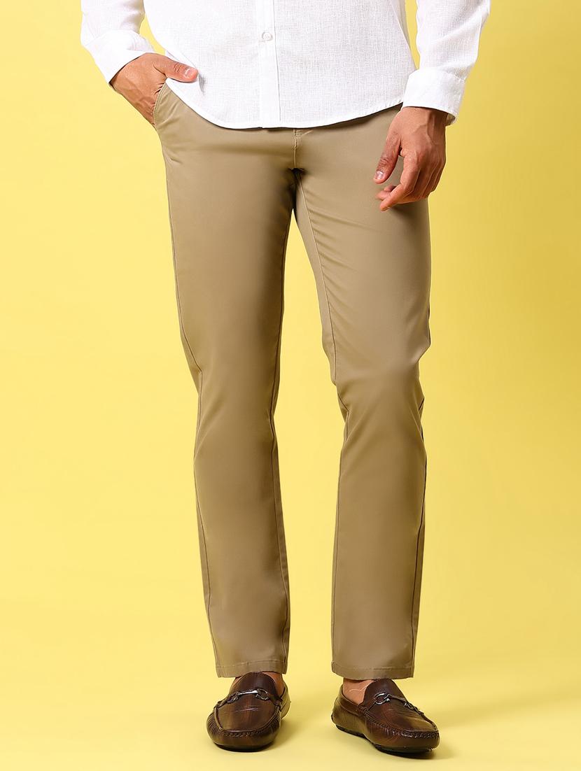 men solid md rise flat front casual chinos - 21936793 - Standard Image - 1