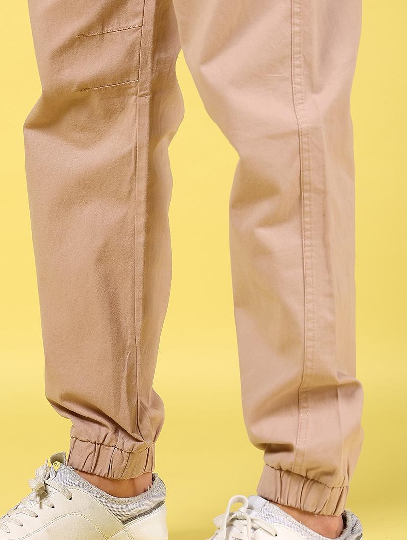 men beige solid mid rise regular fit jogger - 21936795 - Standard Image - 4