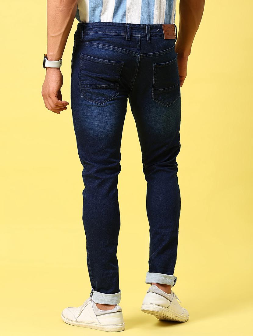 men navy blue mid rise full length jeans - 21936799 - Standard Image - 4