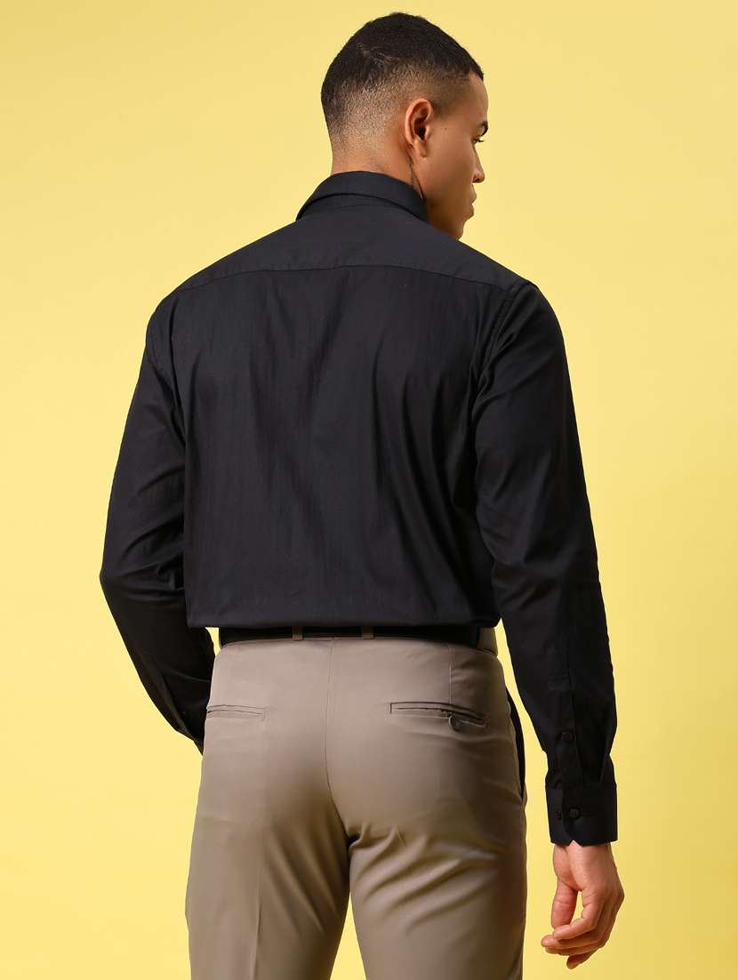 men black solid long sleeve formal shirt - 21936800 -  Standard Image - 4