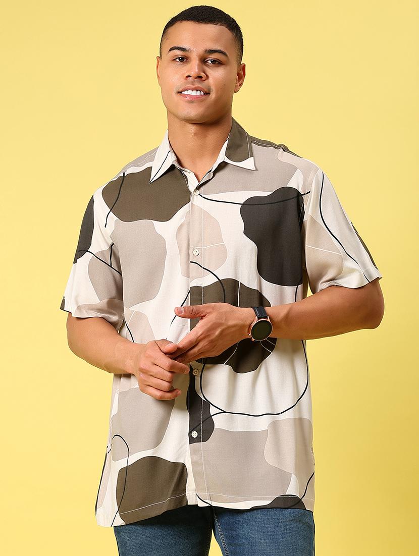 men printed short sleeve regular fit casual shirt - 21936801 - Standard Image - 1