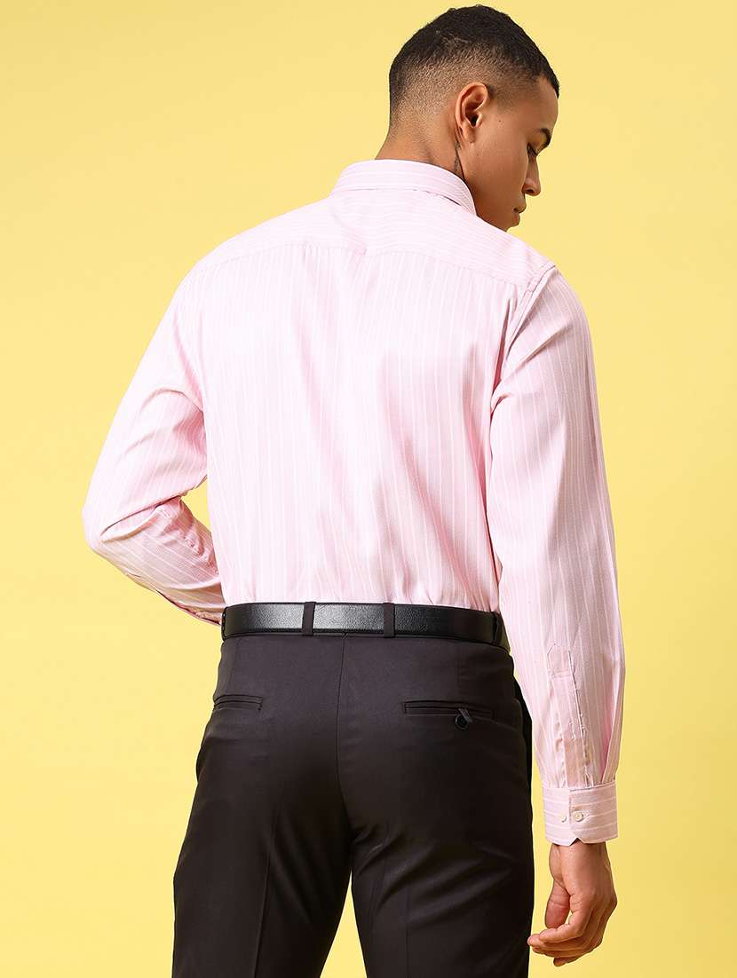 men pink striped long sleeve formal shirt - 21936803 - Standard Image - 4