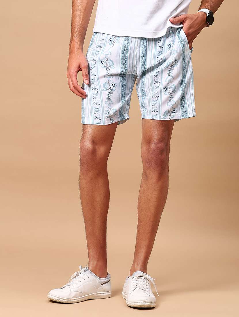 men light blue printed mid rise shorts - 21936805 -  Standard Image - 1
