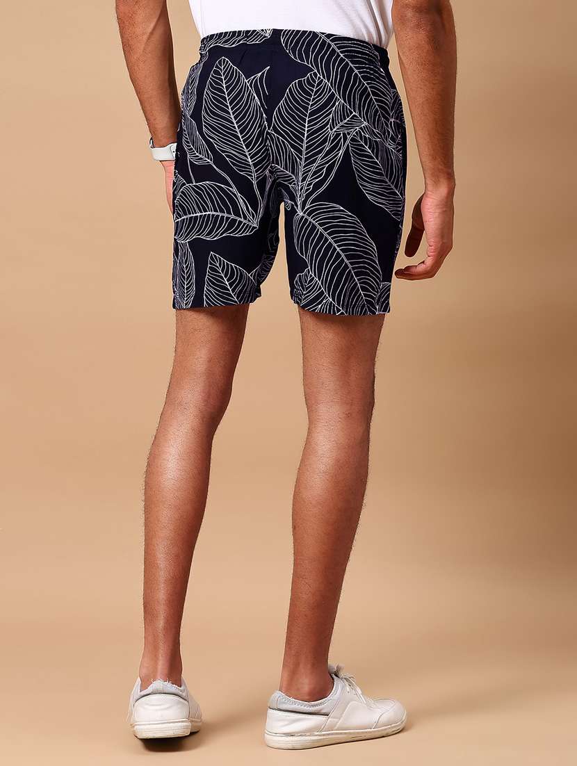 men navy blue printed mid rise short - 21936806 -  Standard Image - 4