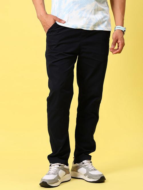 men black solid mid rise full length trouser - 21936814 - Standard Image - 0