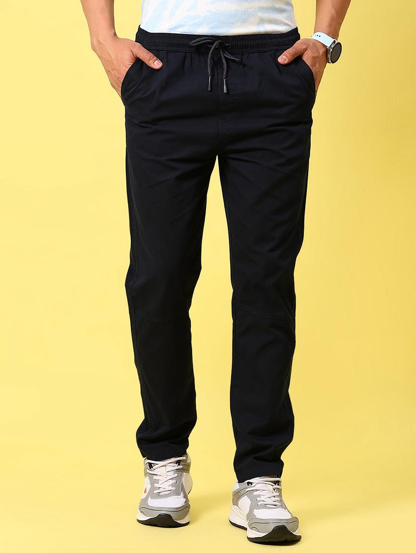men black solid mid rise full length trouser - 21936814 - Standard Image - 1
