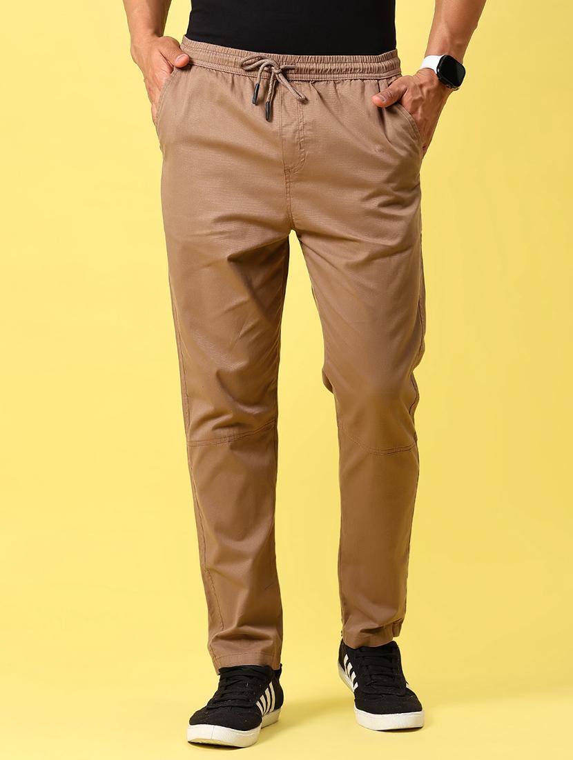 men brown solid mid rise full length trouser - 21936815 - Standard Image - 1