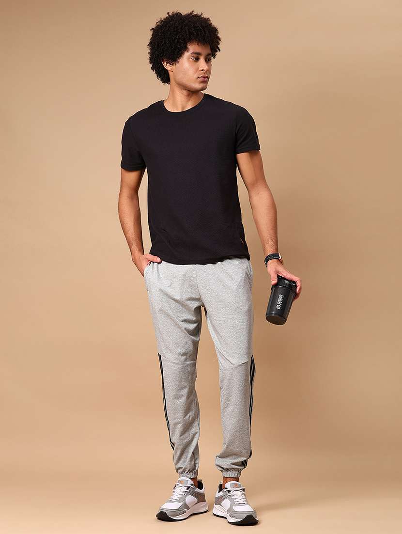 men grey side tape mid rise jogger - 21936817 -  Standard Image - 4