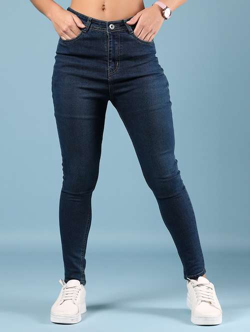 women solid mid rise skinny fit jeans - 21936859 - Standard Image - 0