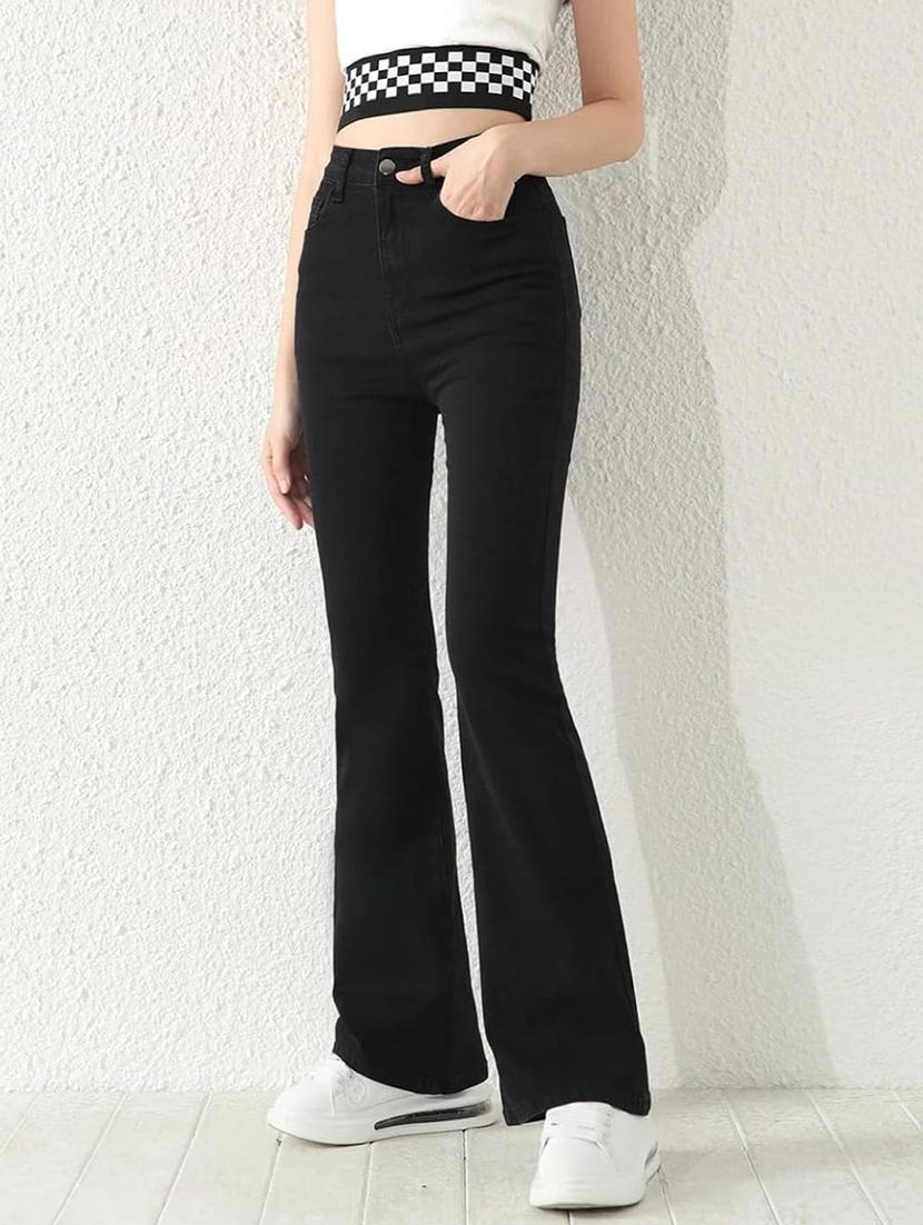 women solid high rise bootcut jean - 21936945 - Standard Image - 1