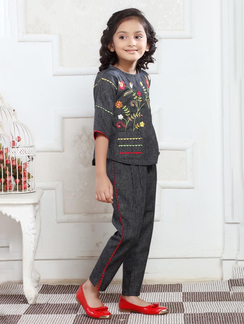 girls embroidered top & trouser co-ords set - 21938417 -  Standard Image - 1