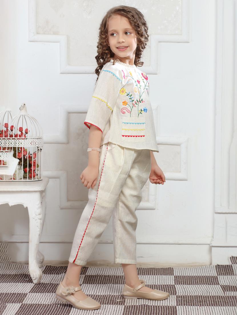 girls embroidered top & trouser co-ords set - 21938418 - Standard Image - 1