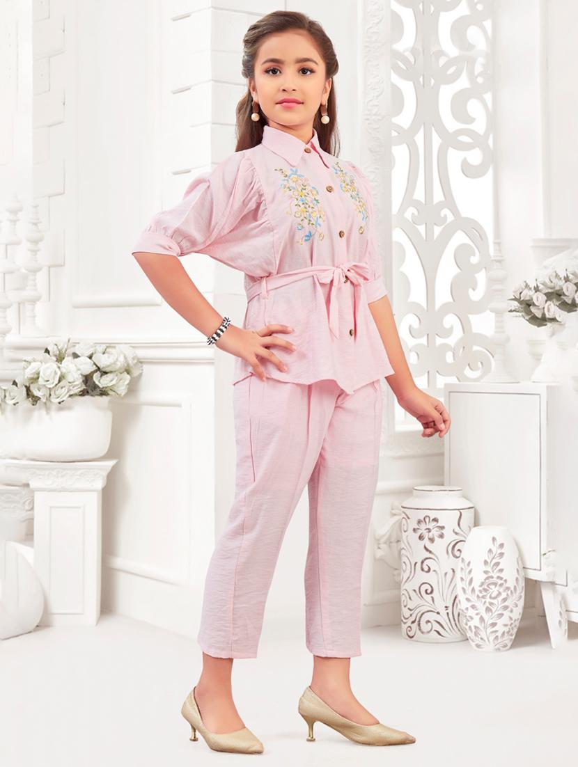 girls embroidered top & trouser co-ord set - 21938420 -  Standard Image - 1