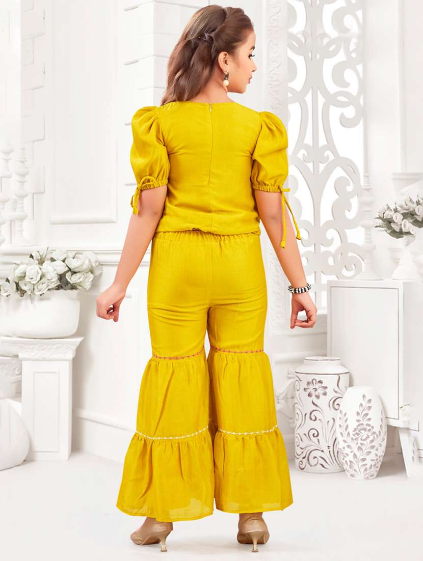 yellow polyester top & palazzo set coord - 21938424 -  Standard Image - 4