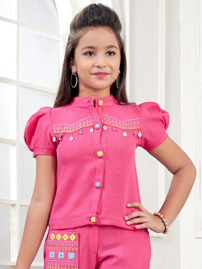 girls embroidered top & trouser co-ord set - 21938427 -  Standard Image - 6