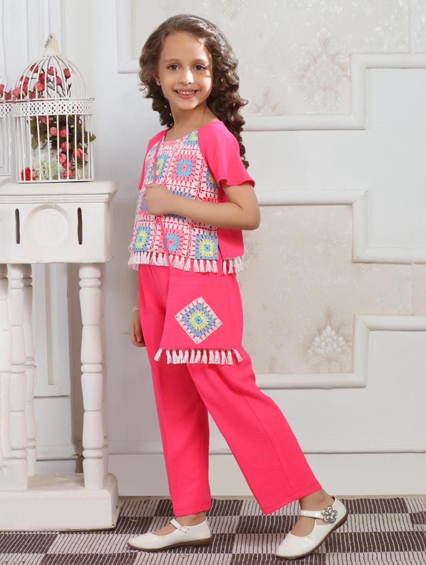 girls embroidered top & trouser co-ord set - 21938433 -  Standard Image - 1