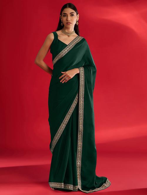 women solid with bordered saree with blouse - 21938443 -  Standard Image - 0
