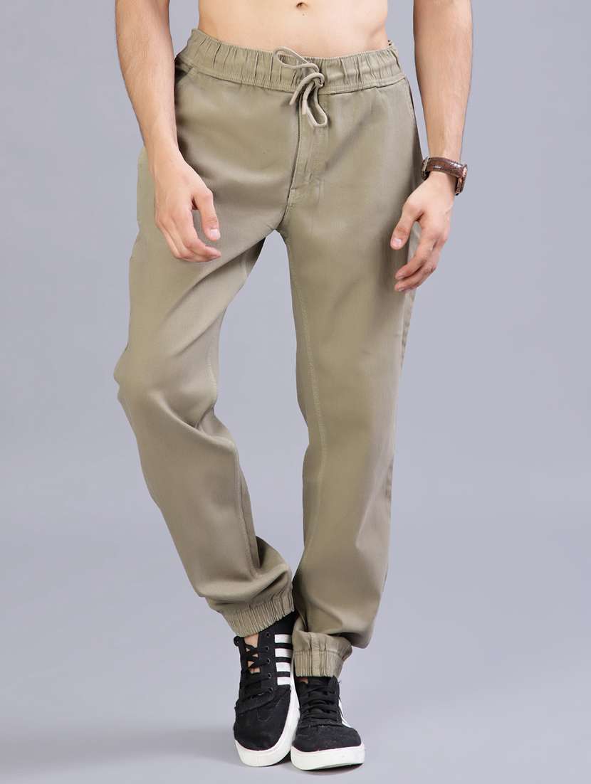 men solid mid rise relaxed fit jogger - 21938472 -  Standard Image - 1