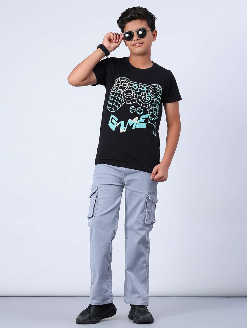 boys front print round neck t-shirt - 21938494 -  Standard Image - 4