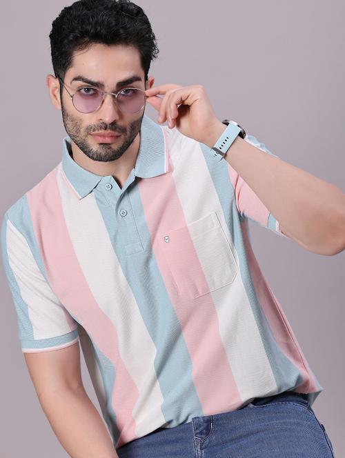men striped short sleeve regular fit polo t-shirt - 21938499 - Standard Image - 0