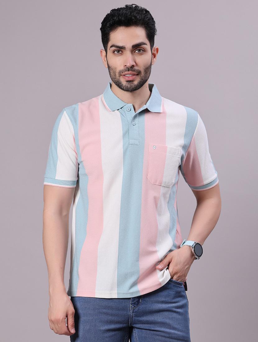 men striped short sleeve regular fit polo t-shirt - 21938499 - Standard Image - 1