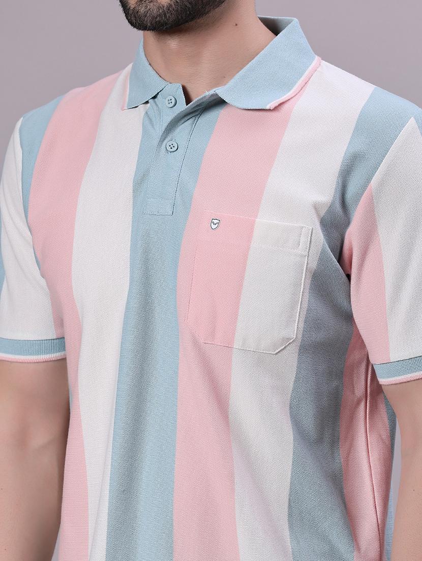 men striped short sleeve regular fit polo t-shirt - 21938499 - Standard Image - 4