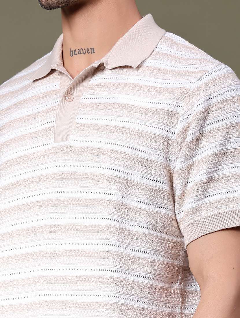 men striped short sleeve regular fit polo t-shirt - 21938500 - Standard Image - 4