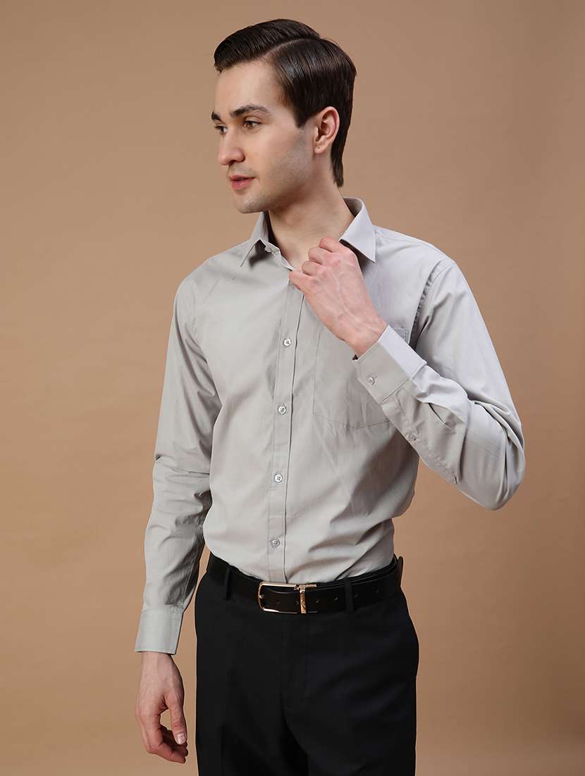 men solid collared long sleeve shirt - 21938560 -  Standard Image - 1