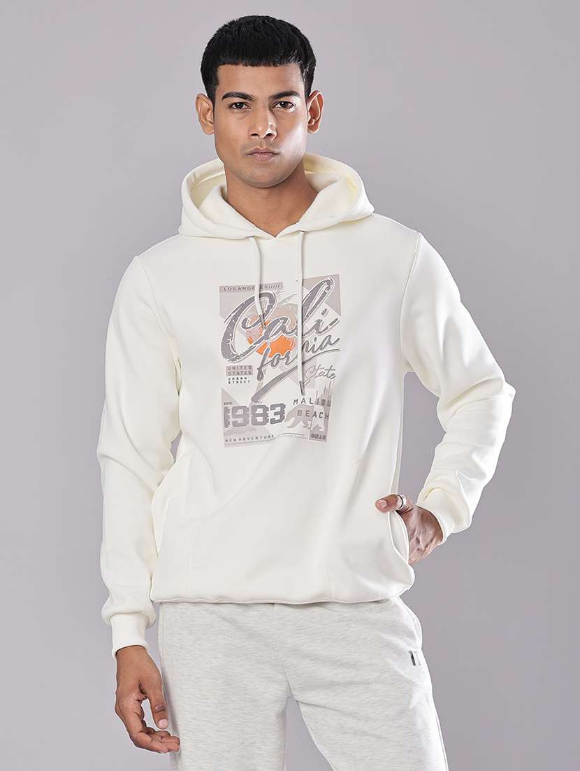 men front print long sleev hooded sweatshirt - 21938563 -  Standard Image - 1