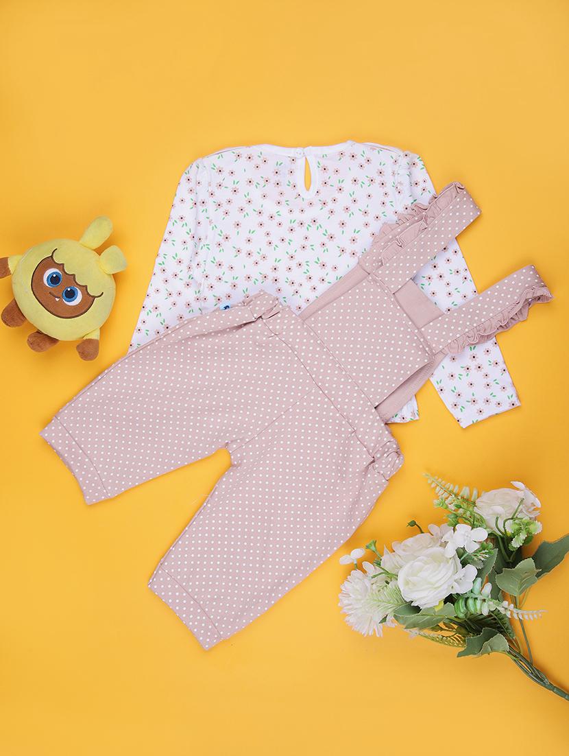 girls printed t-shirt and dungree set - 21938565 - Standard Image - 1