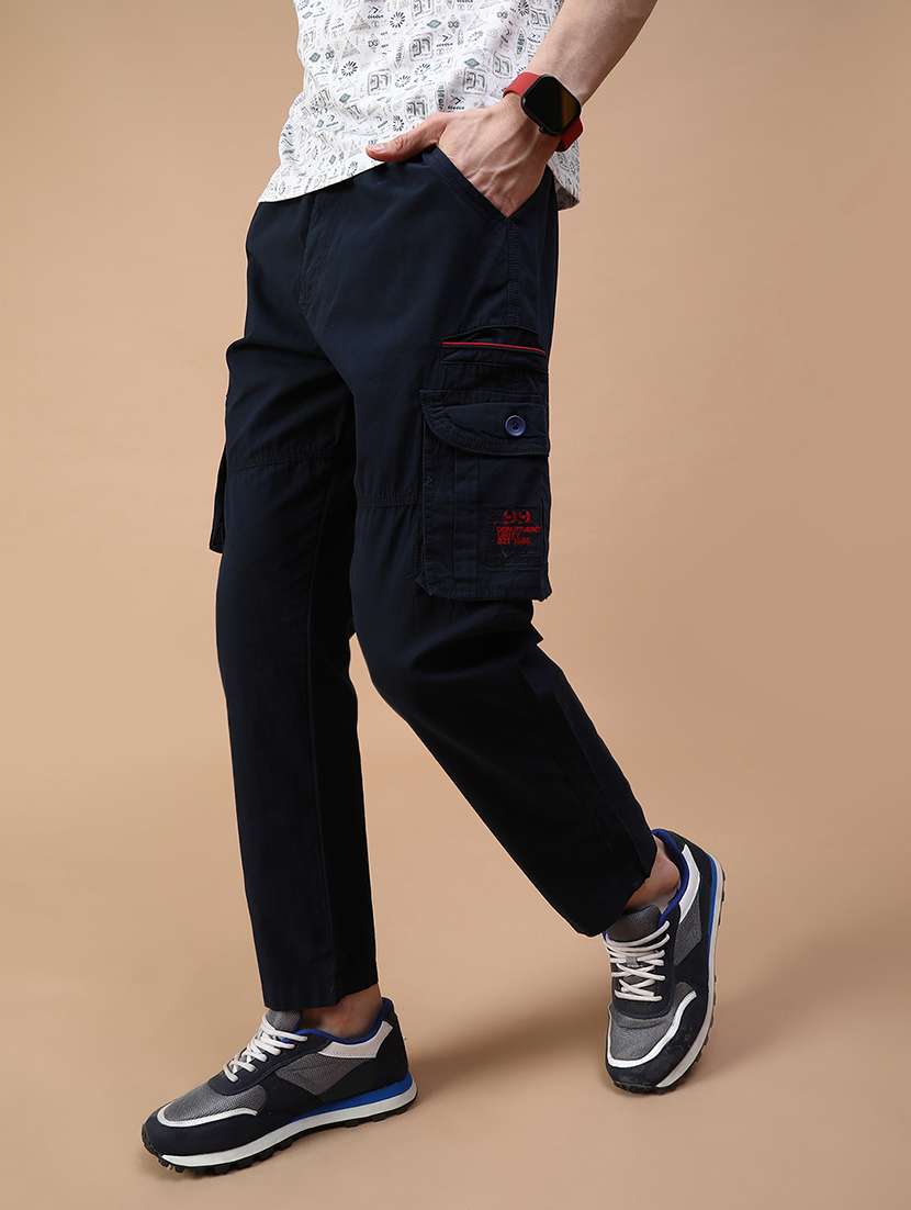 men solid mid rise regular fit cargo - 21938636 -  Standard Image - 1
