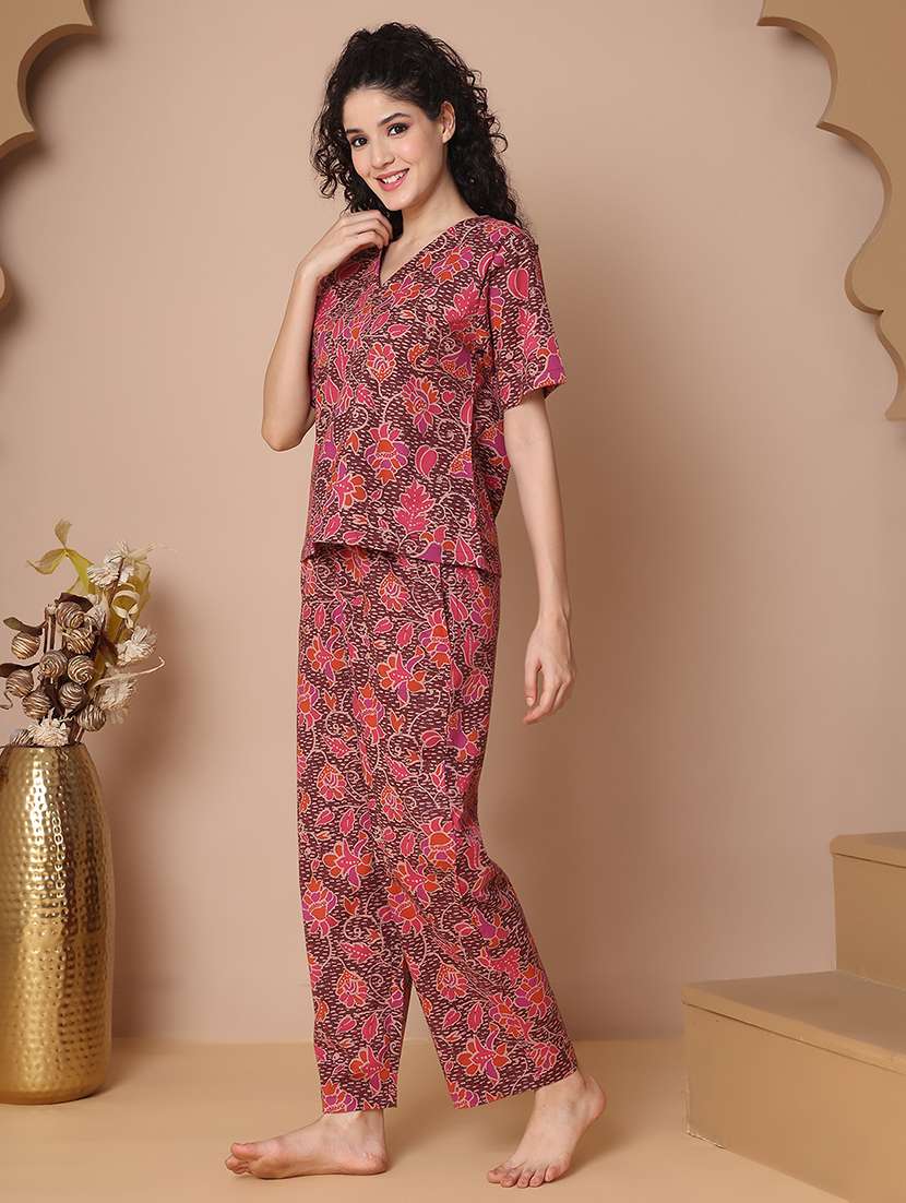 women printed nightwear pyjama set - 21938656 -  Standard Image - 1